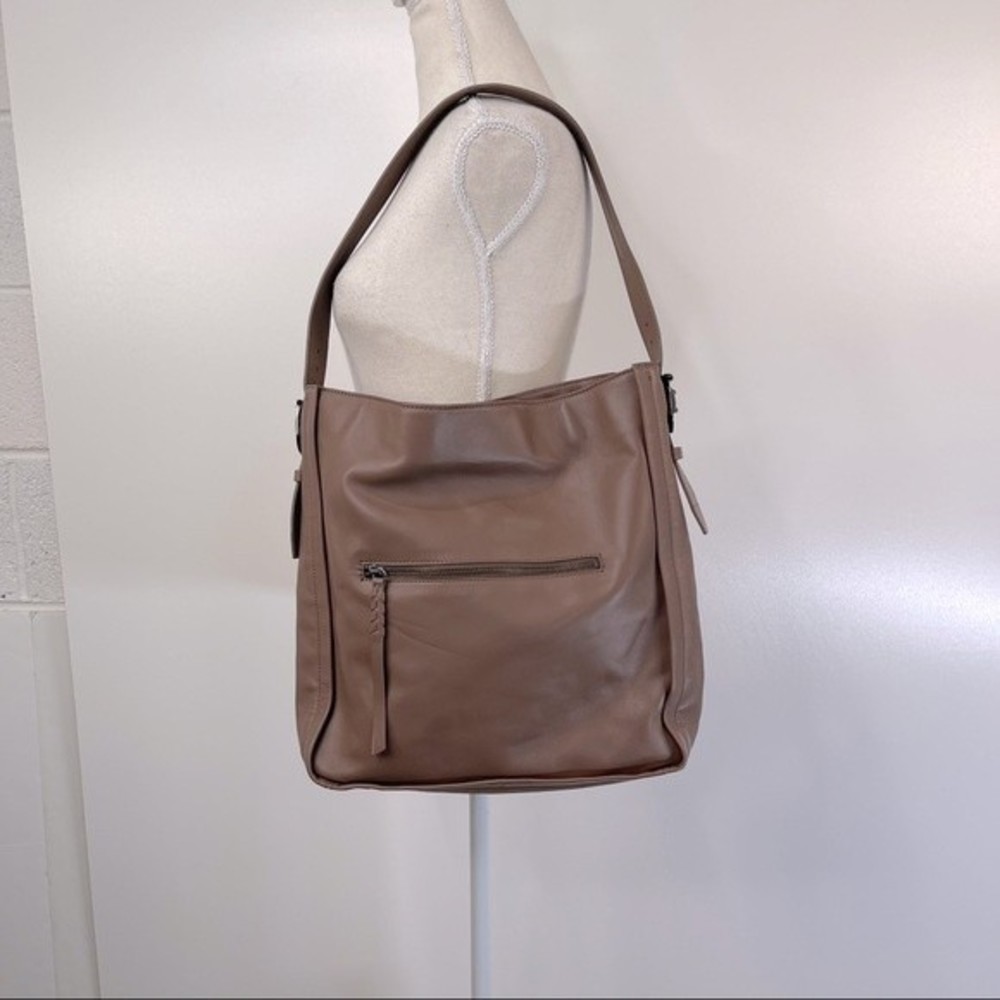 Kooba Taupe Leather Hobo Shoulder Bag Minimalist Boho